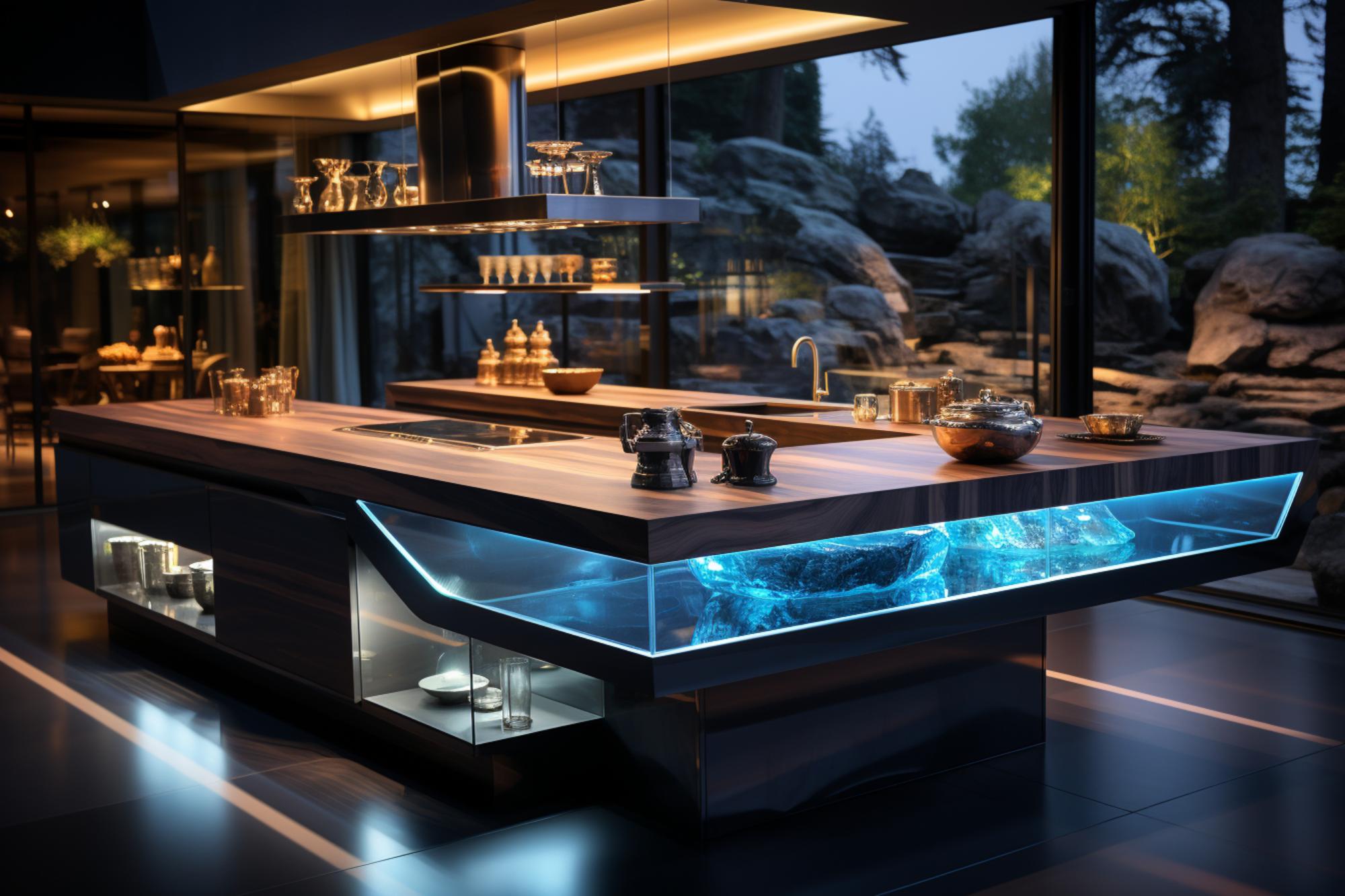 Culinary kit staged on a futuristic counter